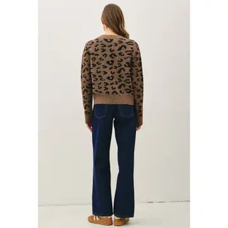 Leopard Jacuard Crewneck Brown