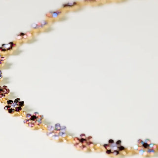 Purple Flower Dangle Necklace