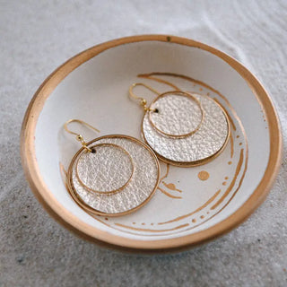 Boho Chic Leather & Gold Plated Hoop Earrings