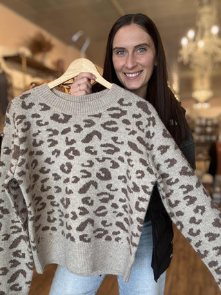 Leopard Crewneck Taupe