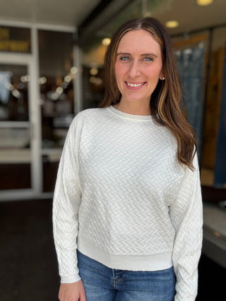 Coconut Herringbone Knit