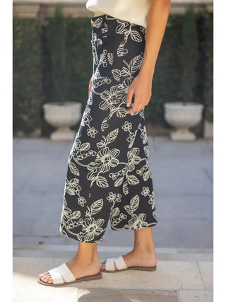 Delicate Black Floral Pants