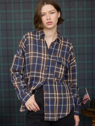 Tyla Blue Plaid Top