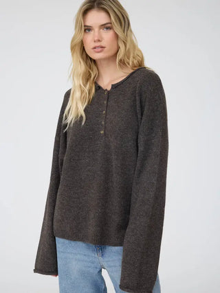 Dark Roast Henley Knit