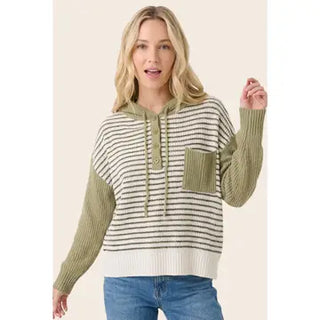 Cream Sage Knit Hoodie