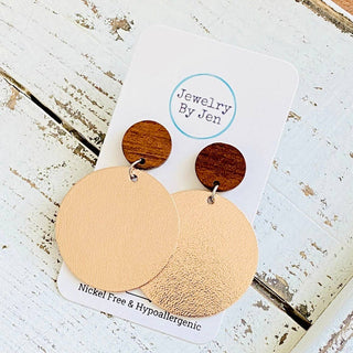 Wood Stud Earring: Smooth Rose Gold Metallic