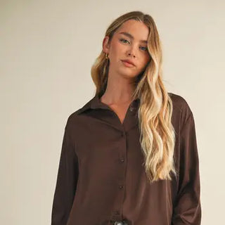 Mocha Chocolate Silk Blouse