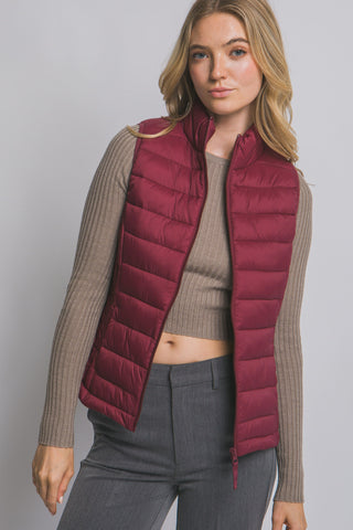 Lightweight Burgundy Puffer Vest