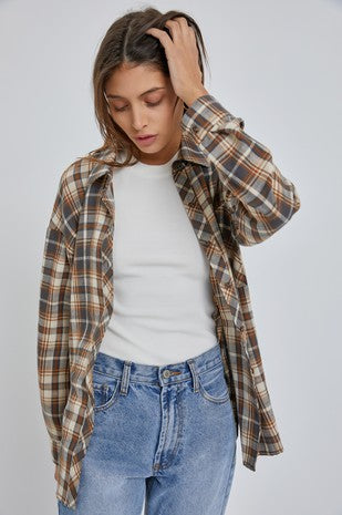 Oversized Brown Flannel Shirt