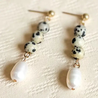 Jasper and Pearl Drop Earrings