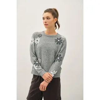 Creative Grey Floral Sweater
