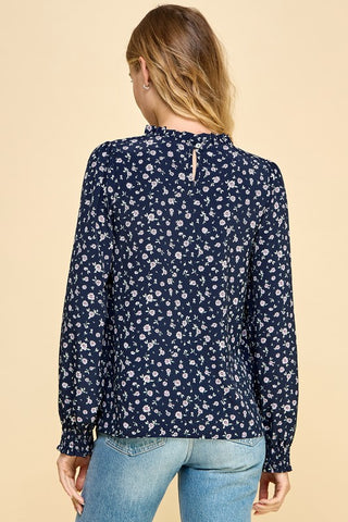 Amy Navy Floral Blouse