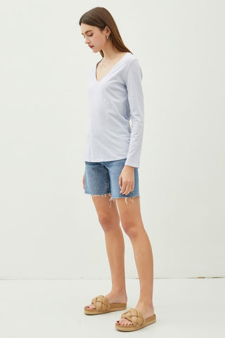 Katy Cotton Blue V Neck