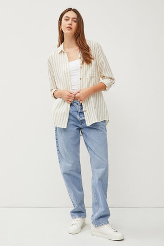 Grey Striped Button Up