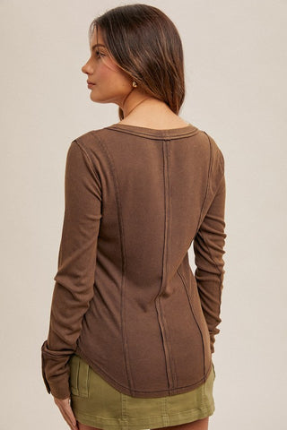 Lucy Wide Neck Brown Top