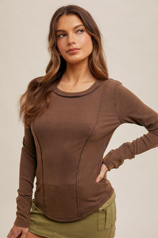 Lucy Wide Neck Brown Top