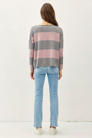 Wide Grey Stripe Sweater