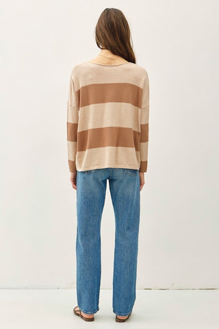 Wide Camel Stripe Sweater