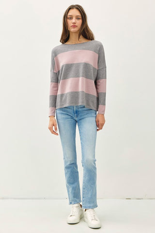 Wide Grey Stripe Sweater