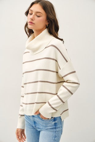 Carrie Ivory Brown Sweater