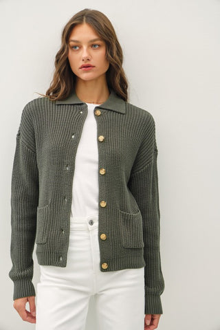 Nikki Kale Button Cardigan