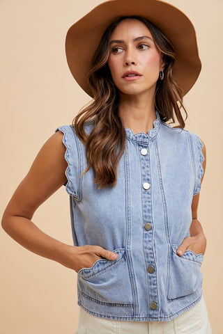 Denim Detail Vest