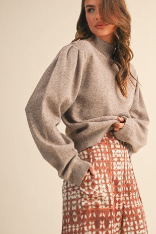 Mock Neck Mocha Top