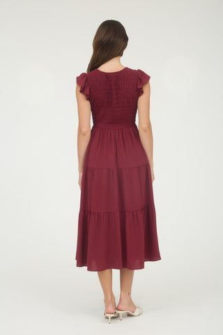 Piper Burgundy Flutter Dress