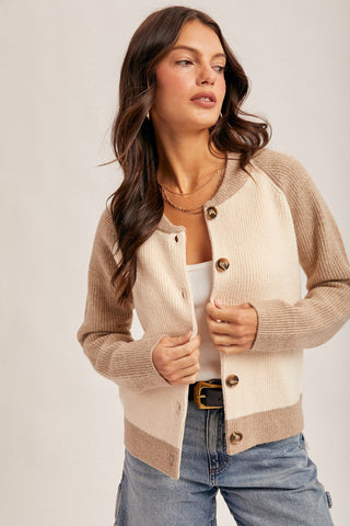 Kara Taupe Varsity Cardigan