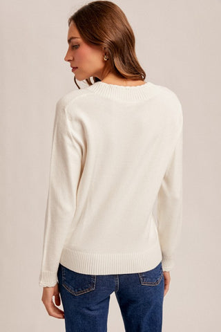 White Scallop Sweater