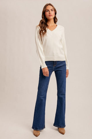 White Scallop Sweater