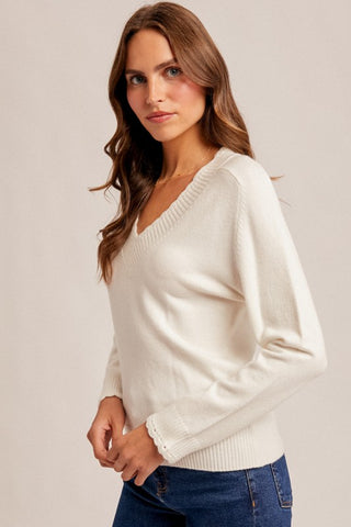 White Scallop Sweater