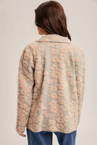 Grey & Pink Floral Jacquard