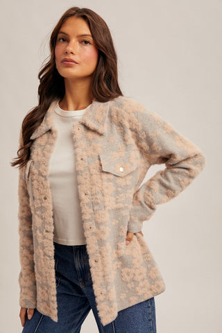 Grey & Pink Floral Jacquard