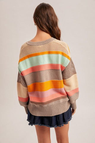 Mocha, Mint, Coral Sweater Top