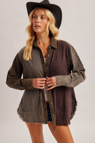 Campfire Plaid Patchwork Shacket