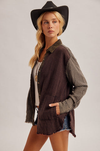 Campfire Plaid Patchwork Shacket