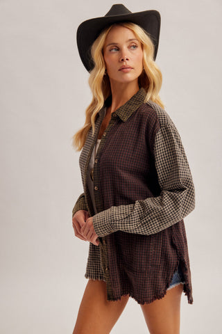 Campfire Plaid Patchwork Shacket