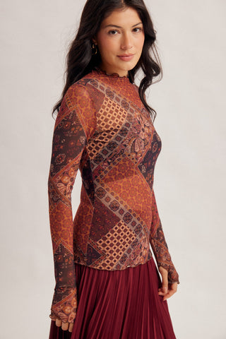 Spiced Sangria Mesh Top