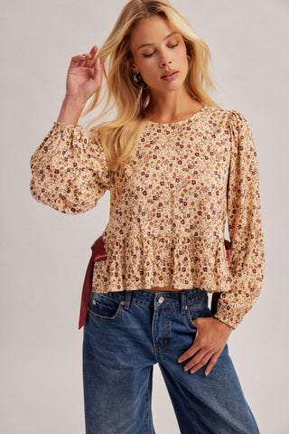 Crème Brûlée Floral Blouse