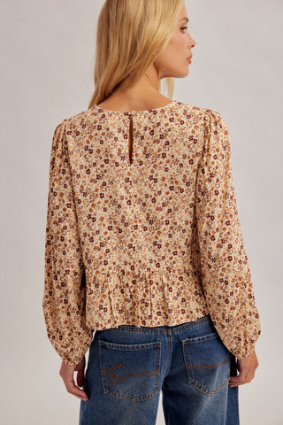 Crème Brûlée Floral Blouse