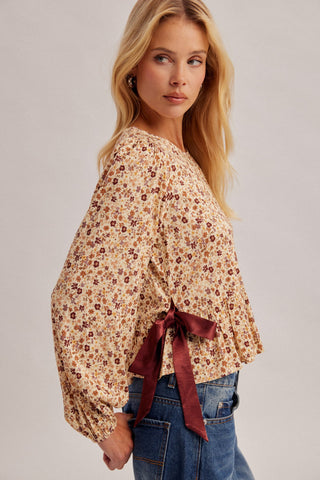 Crème Brûlée Floral Blouse