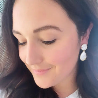 White, Pearl and Gold Earrings