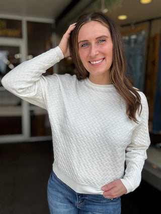 Coconut Herringbone Knit