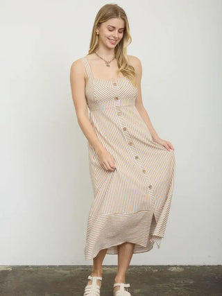 Piper Taupe Stripes Dress