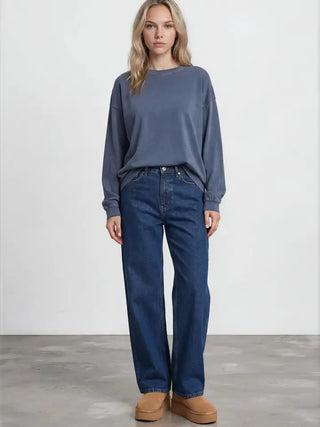 Navy Washed Knit Top