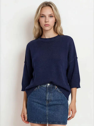Navy Ease Sweater Top