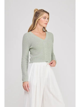 Chic Feminine Sage Cardigan
