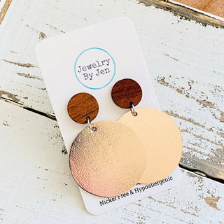 Wood Stud Earring: Smooth Rose Gold Metallic