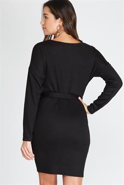 Chic Style Black Ribbed Dress